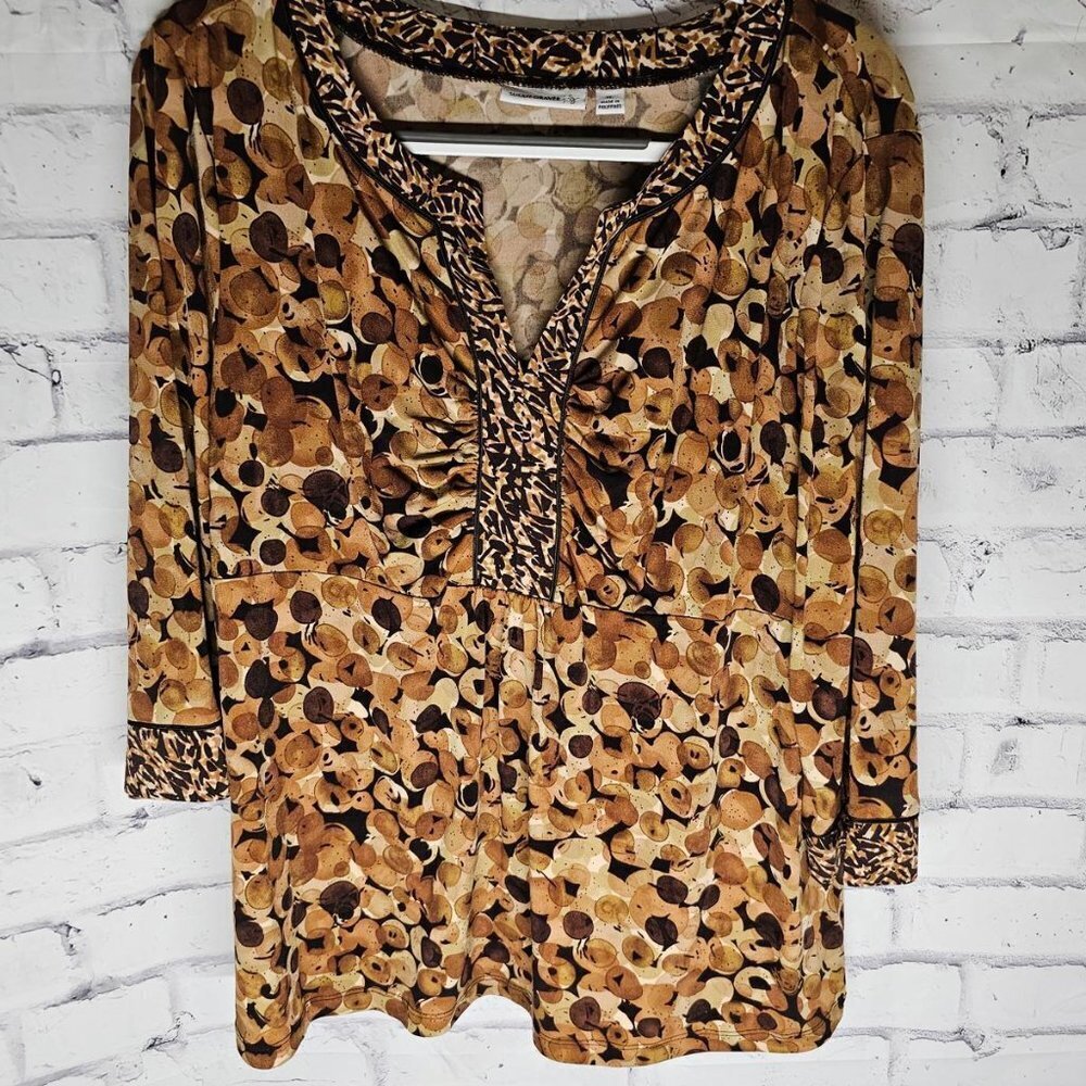 Brown Print Susan Graver Top